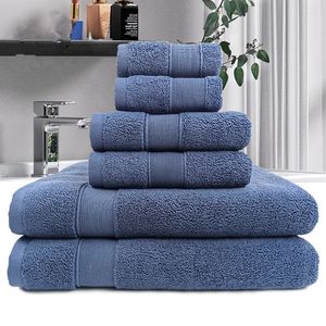 6 Piece Bath Towel Set 100% Turkish Cotton Soft Towels for Bathroom Shower Hotel Sauna Beauty Salon Spa Washcloths Face Embroidery Custom Logo Manufacturer