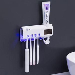 Diş fırçası tutucu diş fırçası tutucu diş macunu dağıtıcı güneş enerjisi banyo diş fırçası saklama kutusu çok işlevli depolama tutucu usb şarjı 21205