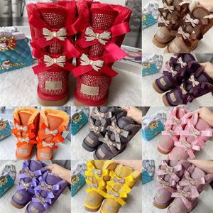 2022 winter Fur Snow Boot Women Luxury Girl Classic Ankle Short uggitys boot 2 bailey Bows high shoes Black Chestnut Pink Bowtie uggly