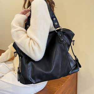 Evening Bags Large Black Women's Shoulder Big Size Casual Tote Quality Pu Leather Hobos Crossbody Female Travel Shopper Handbag 221203