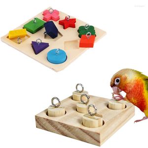 Other Bird Supplies Parrot Toys Wooden Interactive Training Block Puzzle DIY Toy Pet Educational