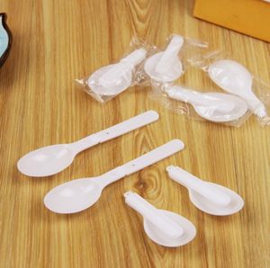 5000pcs Disposable Plastic White Scoop Folding Spoon Ice Cream Pudding Scoop With Individual Package SN419