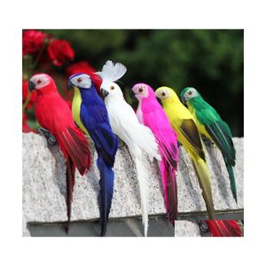 D￩corations de jardin D￩corations de jardin Simation ￠ la main Parrot Plume cr￩ative pelouse Figurine Ornement Animal Bird Prop Decoration M DHSI0