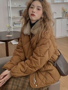 Women's Down Parkas Autumn Winter Midlength Diamond Fur Collar Thick Thermal Cotton Clothing Coats Clothes Women Jackets Tops 221205