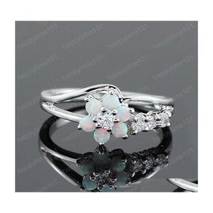 Bandringar blomma opal ring diamant bröllop ring