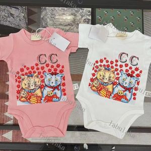 Luxury Designer Rompers Retail wholesale Newborn baby Little bear onesies cotton thin jumpsuit one-piece bodysuits toddle infant kids pink white clothes