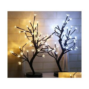 Decorazione per feste Decorazione per feste Led Battery Plum Blossom Light Impermeabile 48 Head Night Lamp Romantic Bling Christmas Wedding Deco Dh7D5