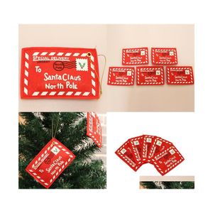 Decorazioni natalizie Decorazioni natalizie per esterni Pendenti per alberi Celebrazione di matrimoni Carte regalo Ornamento Buste quadrate rosse Babbo Natale Dhxlp