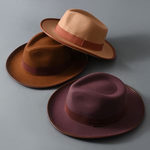Geniş Memlu Şapkalar Kova Erkekleri Fedoras Kadın Moda Caz Şapkası Sonbahar ve Kış Kahve Yün Blend Cap Dış Mekan Dans Lm03 221205