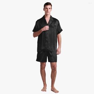 Mäns sömnkläder 100 Silk Pyjama Set Män kort med Boxer 22 Momme Luxury Natural Men's Clothing