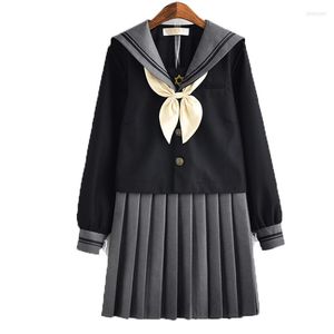 Kläder sätter japansk skoluniform JK Girl S-XXL College Style Sailor Costume Women Sexig skjorta Pleated kjol