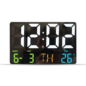 Wall Clocks LED Large Screen Remote Control Electronic mounted Light Sensing Temp Date Power Off Memory Watch 221203