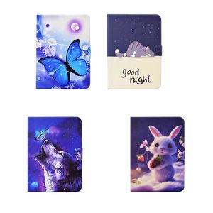 Butterfly Flower Print Leather Wallet Cases For Ipad 10.9 2022 10.9inch 5 6 8 9 Pro 10.2 10.5 11 2021 Rabbit Wolf Cat Animal Shockproof ID Card Slot Holder Flip Cover Pouch