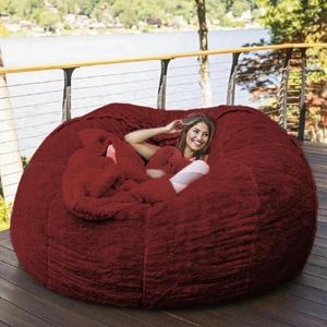 Stol täcker fluffig rund bönapåse stor ingen fylld bekväm bäddsosbädd plysch futon fritidsmöbler