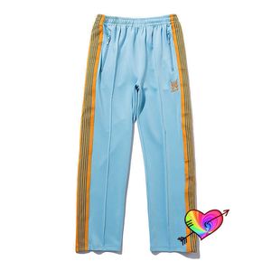 Calça Masculina 2021 Blue Needles Track Pants Masculino Feminino Laranja AWGE Borboleta Bordada Calças Needles Calças High Street AWGE T221205