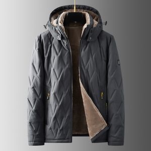 Männer Unten Parkas BROWON Marke Winter Kleidung Plus Größe 8XL Einfarbig Fleece Jacke Mantel Männlich Regelmäßige Hut Abnehmbare kleidung 221205