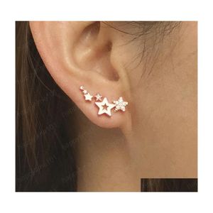 Stud Simple Stylish Star Women Orecchini a bottone Zircone bianco lucido Squisito Versatile Orecchino femminile Gioielli di moda Drop Delivery Dhy5M