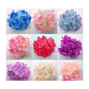 Ghirlande di fiori decorativi Mticolor Fiore di seta essiccato Plastica Fiori artificiali Mani Ortensia Decorazioni per la casa squisite e uniche Dhhmn