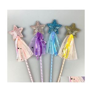 Party Favor Fairy Glitter Magic Wand med paljetter Tassel Party Favor Kids Girls Princess Dressup Costume Scepter Roll Spela Birthday Dhyfs