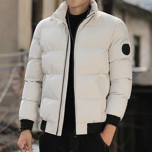 Men s Down Parkas Cotton Padded Long Sleeve Stand Collar Jacket Trendiga dragkedja Kylsäkra fickor Pockar alla matchar ytterkläder för arbete 221205