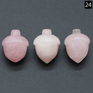Gemma naturale pietra quarzo rosa nocciola cristallo scolpito pigne noci ghianda collezione di ornamenti per feste regali