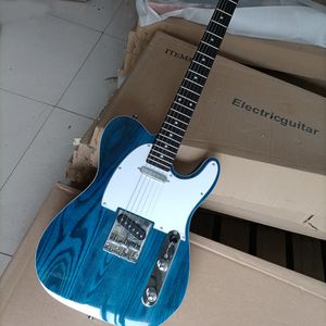 6 Strings Transparent Blue Electric Guitar with White Pickguard Rosewood Fretboard Customizable