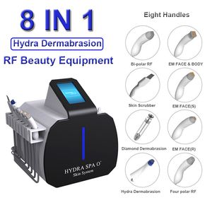 8 I 1 Hydro Microdermabrasion Skin åtdragning Djup Cleansing Machine RF Ansiktsskylt Borttagning Förbättra Blackheads multifunktionsutrustning