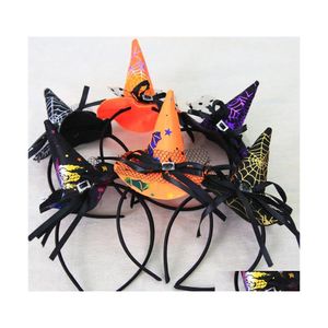 Party Hats Dekorativa artiklar huvudspänne Halloween Butterfly Knot Tape Little Witch Hat Spider Pumpkin Heads Hoop Selling 2 2SX L1 DHX0S