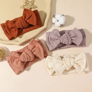 Baby Gestrickte Große Schleife Stirnband Jacquard Neugeborenen Elastische Stirnbänder Baby Mädchen Bowknot Kleinkind Hairbow Turban Haarband Kid Kopfbedeckungen