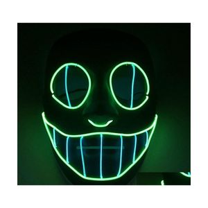 Andra LED -belysning Brelong LED Halloween Mask Scary Cosplay Light Up For Festival Parties 1 PC Drop Leverans Lights Lighting Holiday OTFC2