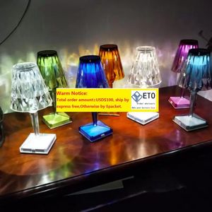 Design italiano Kartell acr￭lico sem bateria L￢mpada de mesa LED Night Light Touch USB Brilliant Flower Lamps Room Hotel Decor