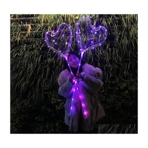 Altre forniture per feste festive Led Palloncino trasparente per San Valentino Flash Airballoon 18 pollici Love Heart Shape Birthday Wedding Party Dhli0