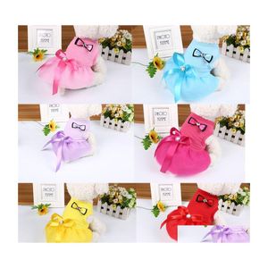 Dog Apparel Cute Cool Breathable Dog Apparel Dress Crystal Bowknot Skirt Pet Clothes For Small Dogs Summer Sweet Princess Plus Size Dhcuc
