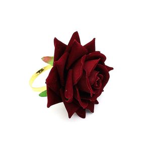 Valentine's Day Rose Napkin Rings Artificial Roses Napkin Holder For Wedding Party Holiday Banquet Anniversary Dining Table Settings