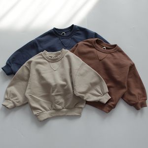 Hoodies Sweatshirts Spring Children Pure Color Bat Sleeve Korean Style Unisex Kids Casual Pullovers Tops 221203