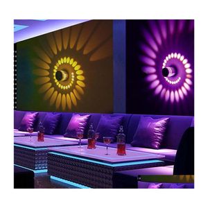 Vägglampor RGB Spiral Hole LED Wall Lights Effect Lamp med Remote Controller Colorf för Party Bar Lobby KTV Home Decoration Drop de Otnl8
