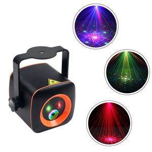 Luci DJ da discoteca portatili Luci effetto LED RGB 32 modelli Proiettore laser RG Luce da palcoscenico per feste con telecomando Altoparlante incorporato