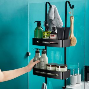 Toothbrush Holders Shower Storage Holder Rack Organizer Bathroom Shelf Tray Stand No Drilling Floating Shelf For Shampoo Bathroom Accessories 221205