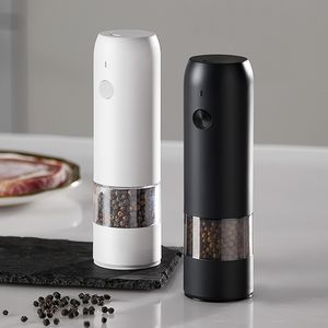 Mills Electric Automatic Salt and Pepper Grinder Set Raddbar med USB Gravity Spice Mill Justerbara kryddor K￶ksverktyg 221205