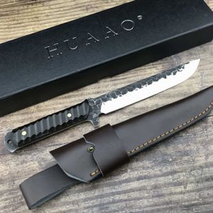 Японская катана из кованой стали с ручкой из черного дерева 58-60HRC Sharp Camping Hunting Knife Fixed Blade Collection Gift PU кожаные ножны