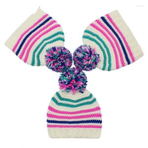 Chapéus fofos bola colorida tricotada para meninas crianças crianças mulheres outono inverno lã de lã grãos chapéu bonnet gorros