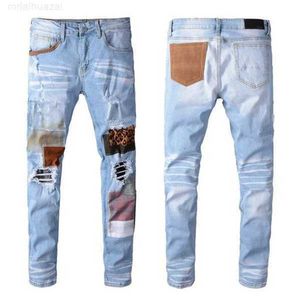 Men's Jeans 2024ss New European and American Designer Hip-hop High Street Fashion Tide Brand Cycling Motorcycle Wash Patch Letter Loosevwzb