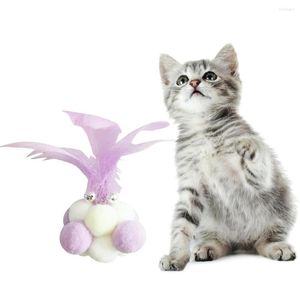 Cat Toys Narin Ball Toy Fake Feather Yavru Kedi Chew Peluş Peluş Etkileşimli Evcil Hayvan Eğitim Zil Malzemeleri