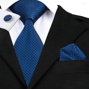 Bow Ties Silk Jacquard Mens Tie Black Slateblue Necktie Hanky Cufflink Set Business Wedding Party For Men C-881