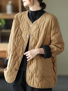 Women's Down Parkas Autumn Winter Cotton Clip Short Windbreaker Coat Single Breasted Thin Warm Jacket Women 221205