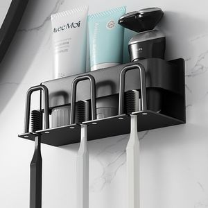 Toothbrush Holders Toothbrush Holder Wall Mounted Razor Stand Toothpaste Storage Rack With Cup Holder Organizer Shelf Bathroom Accessories dv 221205