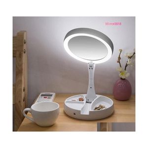 Speglar Portable LED upplyst makeup spegel fåfänga kompakt smink speglar kosmetiska 10x förstoringsglas 5897 Q2 droppe deliv dhroi