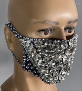 Stage Wear 2022 Fashion Big Stones Pearls Mask Women Singer Dancer Prom Party Cosplay Club Rhinestones Masks