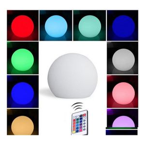 Luzes noturnas Brelong Recarregable Color LED Ball Light Sf￩rico com controle remoto Pool casa Pool Party Dimmable Night 12cm Drop Delive Otjq4