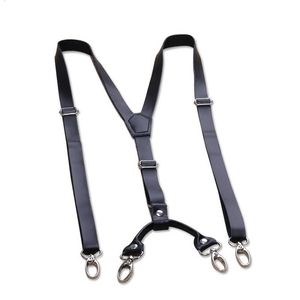 Suspenders 15cm Real Leather Man's Suspenders Fashion Hook Buckle Braces Elastic Adjustable Suspensorio Bretelles Tirantes Casual Trousers 221205